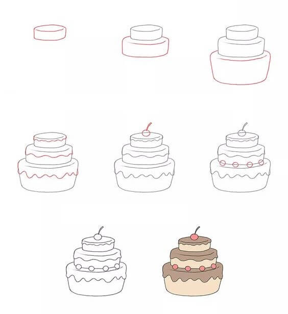 Desenhos de Bolo de aniversário fácil