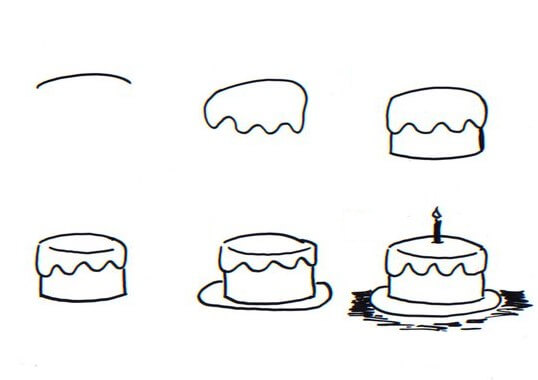 Desenhos de Bolo de aniversário muito simples