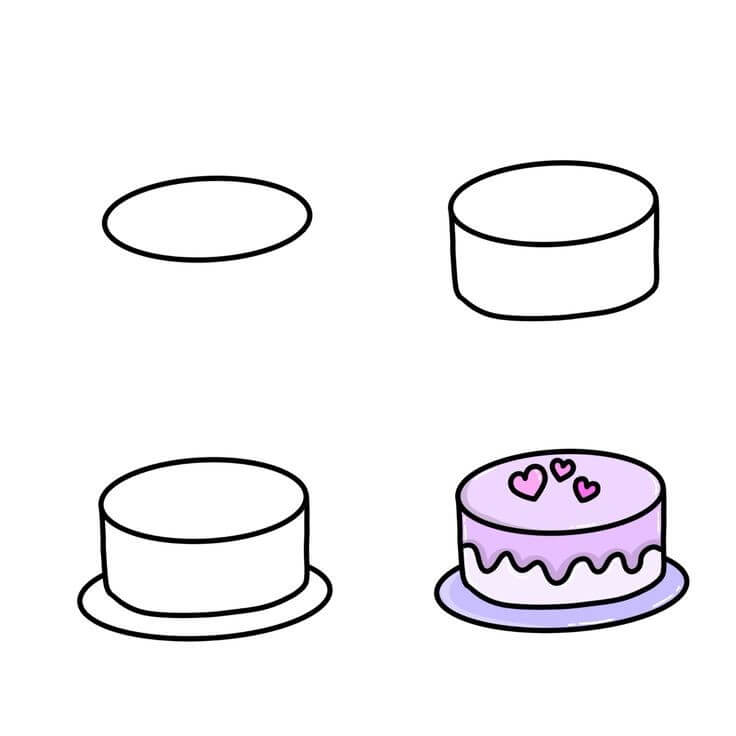 Desenhos de Bolo de aniversário rosa