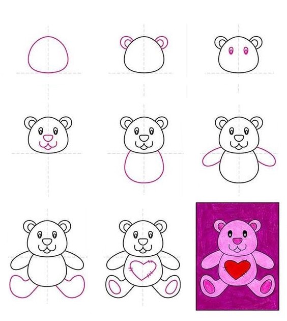 Desenhos de Bonitinho ursinho de pelúcia Coração