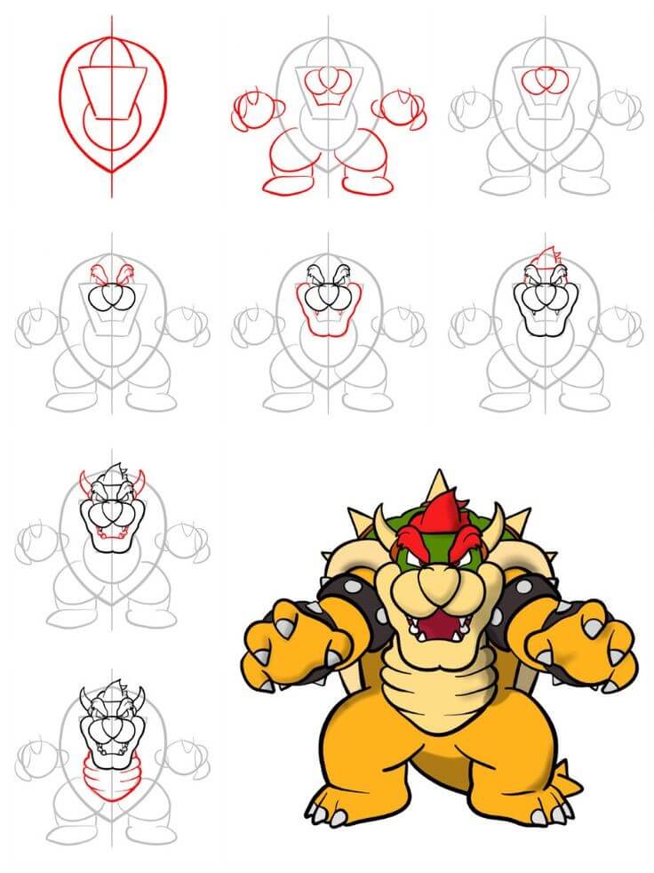 Desenhos de Bowser Assustador