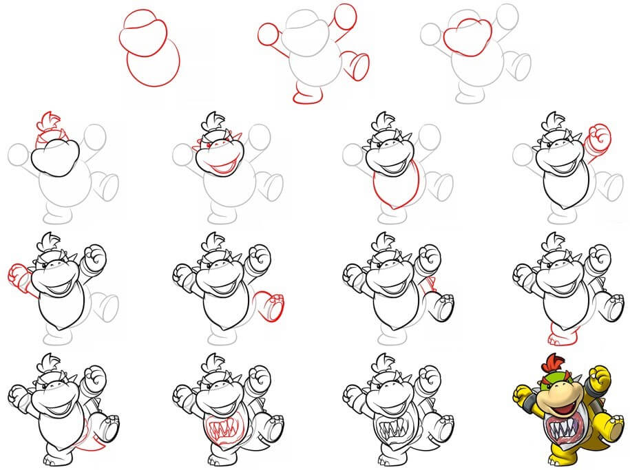 Desenhos de Bowser pulando