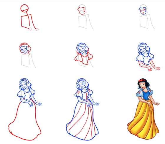 Desenhos de Branca de Neve em pé