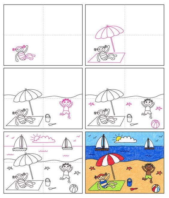 Desenhos de Brincar na praia