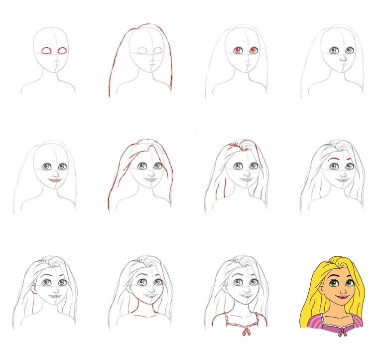 Desenhos de Cabeça de Rapunzel