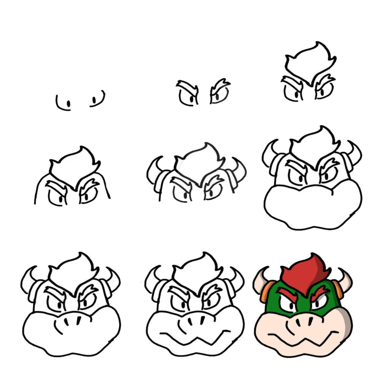 Desenhos de Cabeça do Bowser fácil