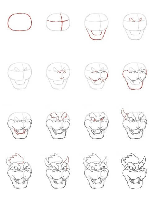 Desenhos de Cabeça do Bowser grátis