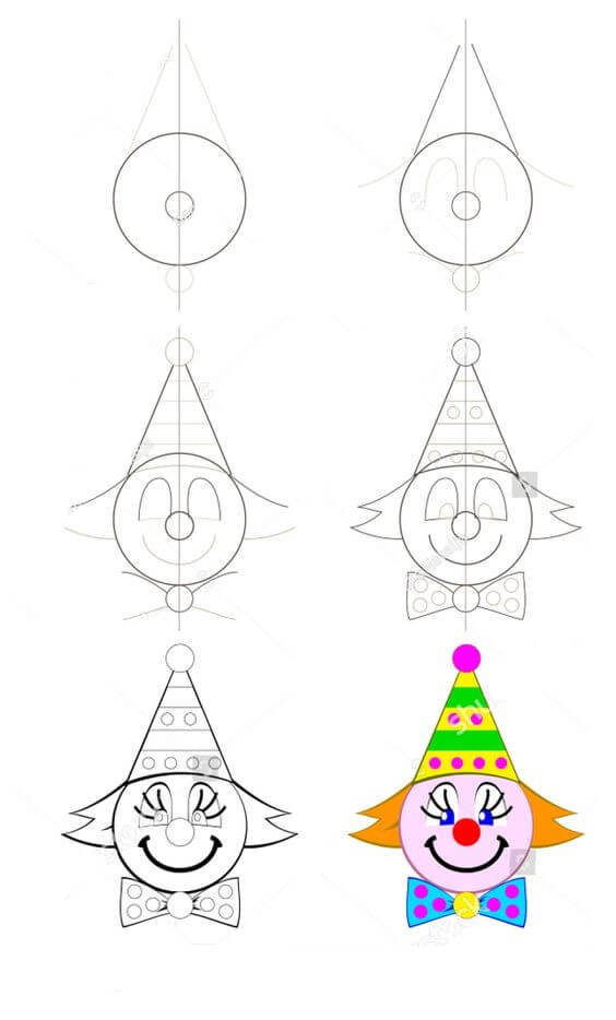 Desenhos de Cabeça simples de palhaço