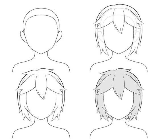 Desenhos de Cabelo dividido em três partes