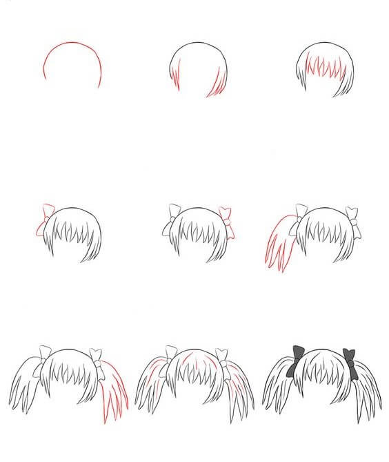 Desenhos de Cabelo e laço