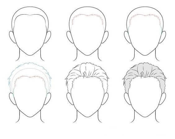 Desenhos de Cabelo penteado para trás
