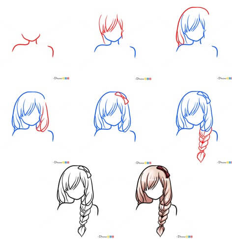 Desenhos de Cabelo Rabo de cavalo