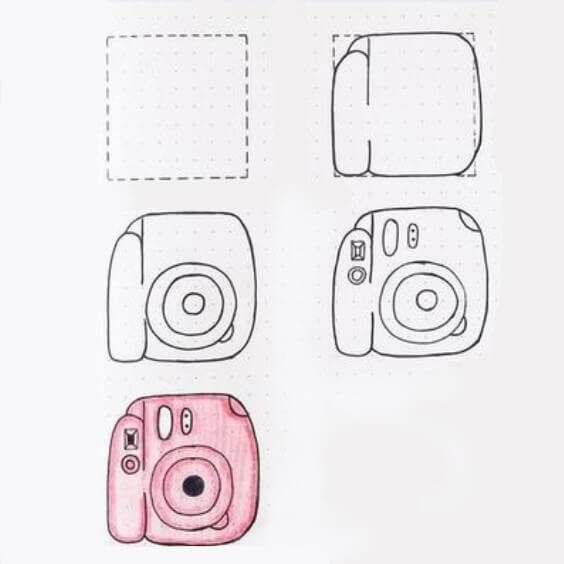 Desenhos de Câmera rosa