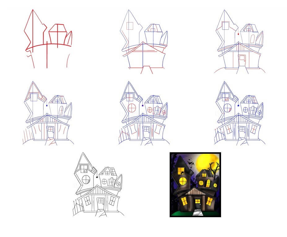 Desenhos de Casa Assombrada de Halloween