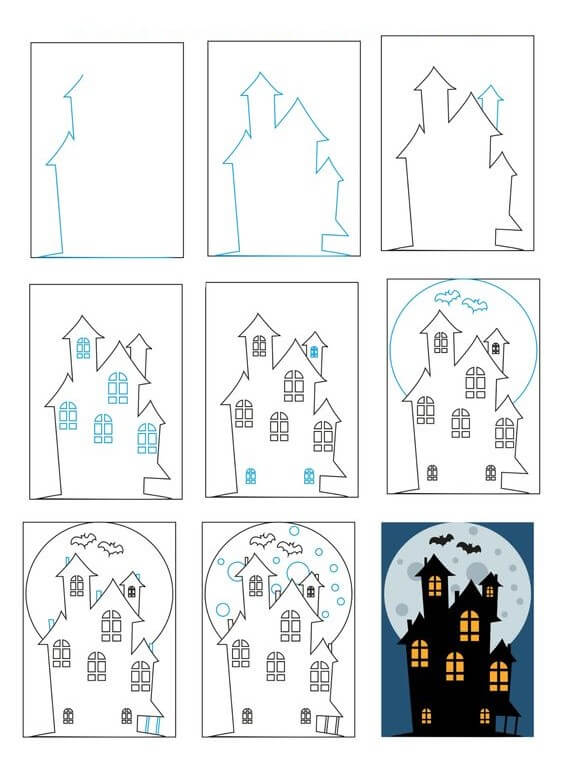 Desenhos de Casa Assombrada Negra