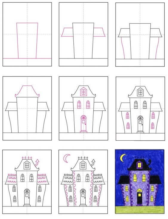 Desenhos de Casa Assombrada Rosa