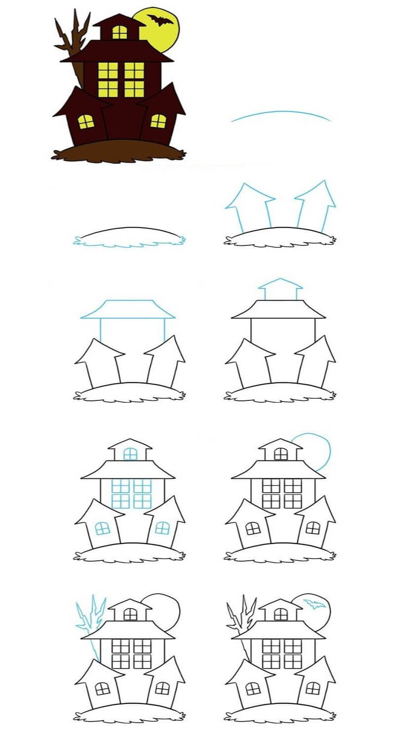 Desenhos de Casa Assombrada simples