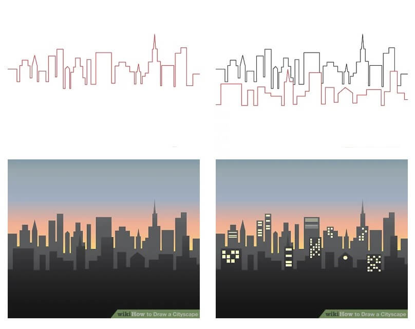 Desenhos de Cidade à noite