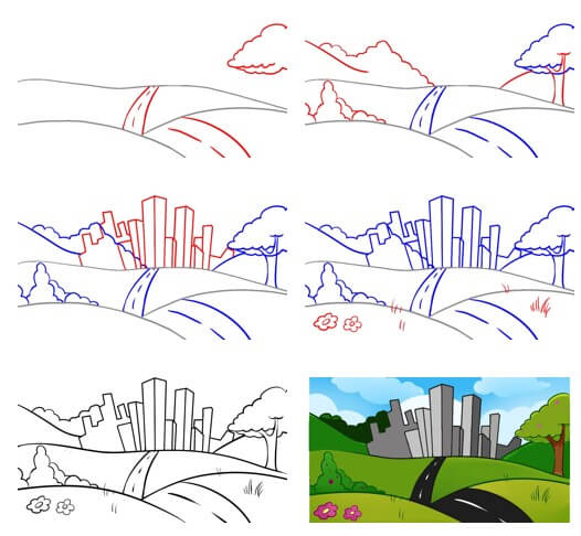 Desenhos de Cidade paisagística