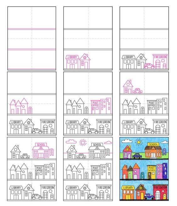 Desenhos de Cidade para escola
