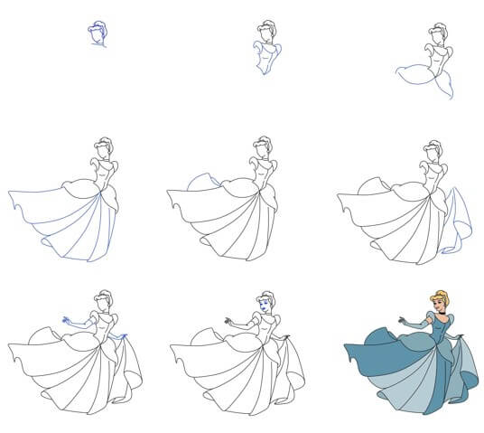 Desenhos de Cinderela elegante