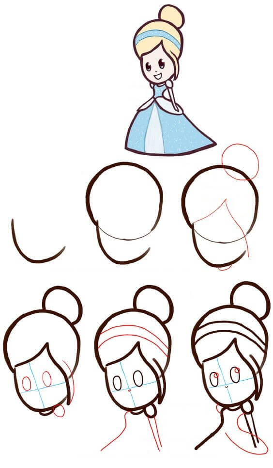 Desenhos de Cinderela fácil