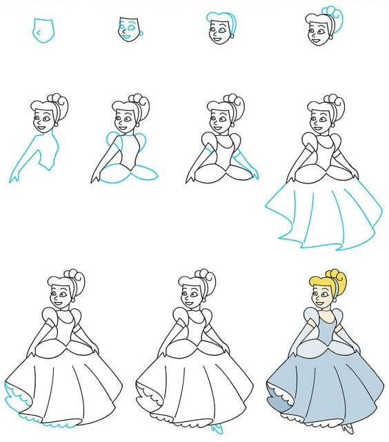 Desenhos de Cinderela feliz