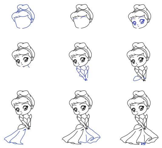Desenhos de Cinderela kawaii