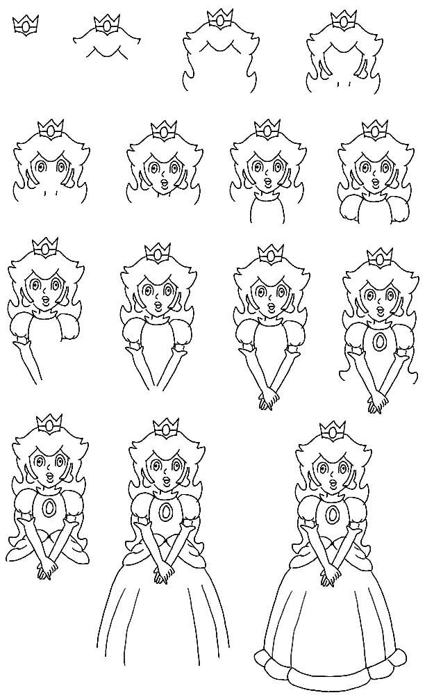 Desenhos de Contorno da Princesa Peach