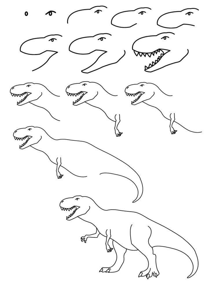Desenhos de Contorno de T-Rex