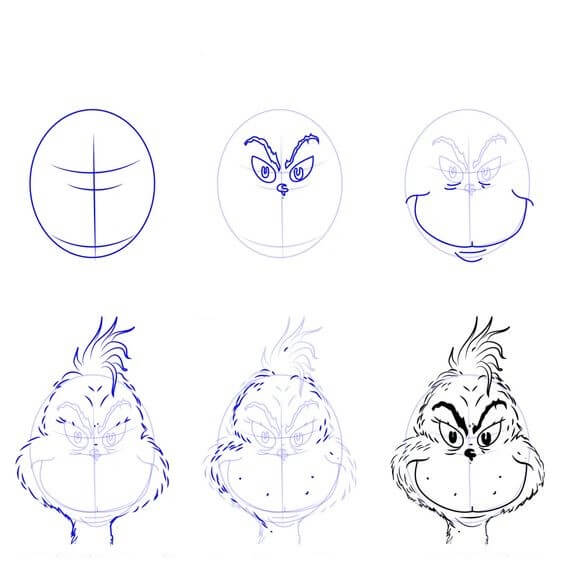 Desenhos de Contorno do rosto do Grinch