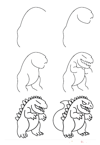 Desenhos de Desenhando Godzilla de forma simples