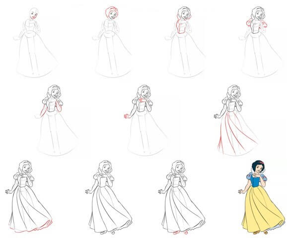 Desenhos de Detalhe de Branca de Neve
