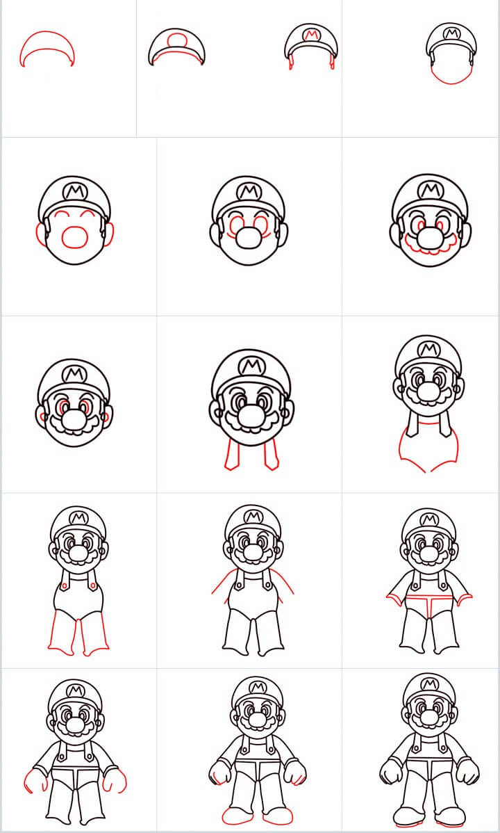 Desenhos de Detalhes do Mario