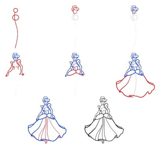 Desenhos de Esboço da Cinderela