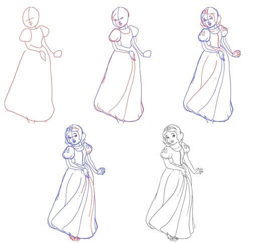 Desenhos de Esboço de Branca de Neve