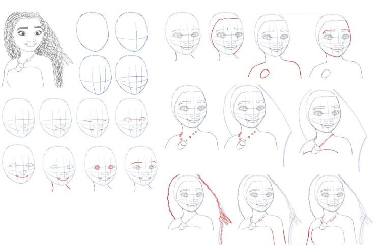 Desenhos de Esboço de Moana