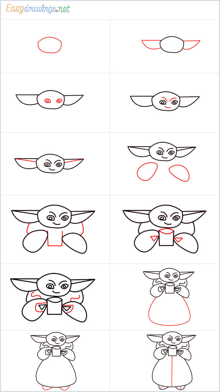 Desenhos de Esboço do Baby Yoda