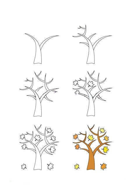 Desenhos de Estampa de folhas caindo