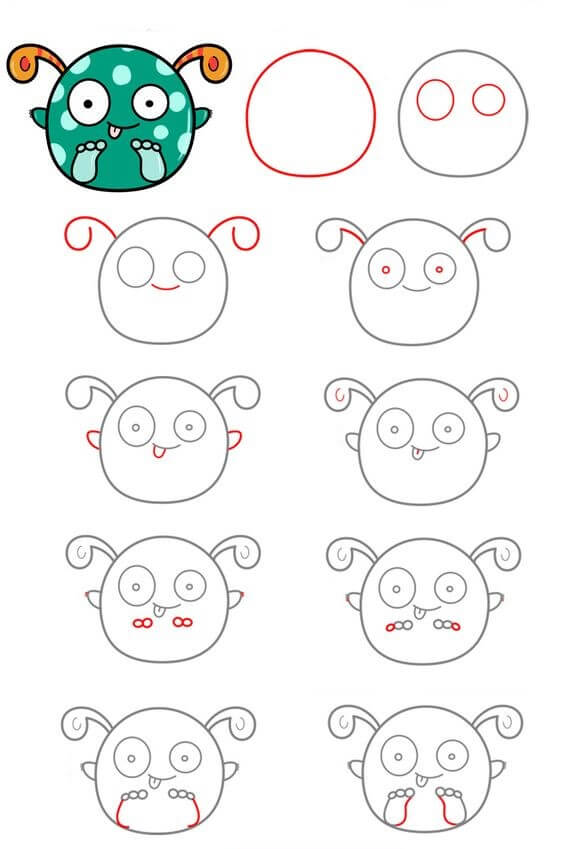 Desenhos de Estampa superfofa de monstrinho