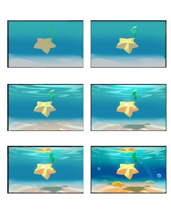 Desenhos de Estrela-do-mar no oceano