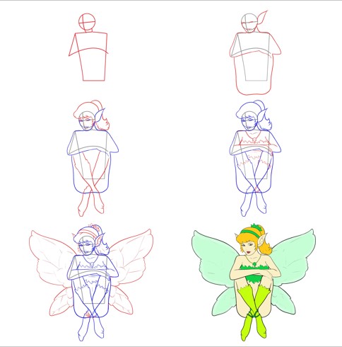 Desenhos de Fada sentada