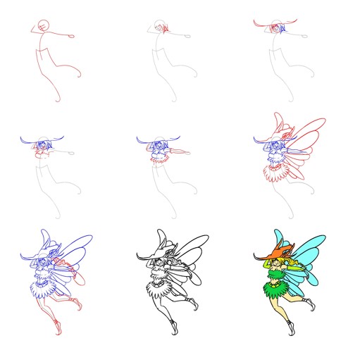 Desenhos de Fada usando chapéu
