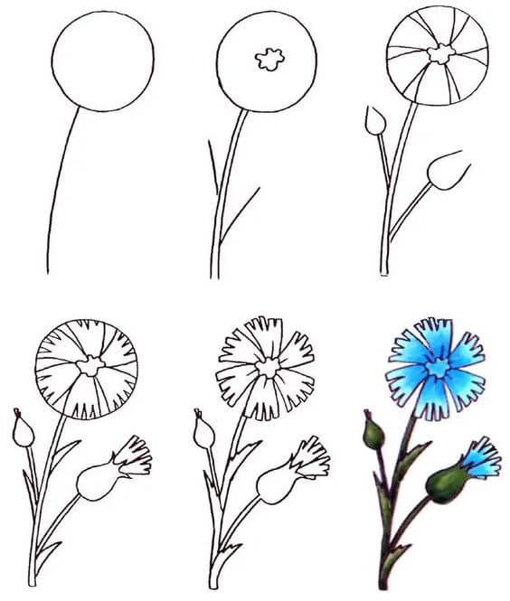 Desenhos de Flor Azul