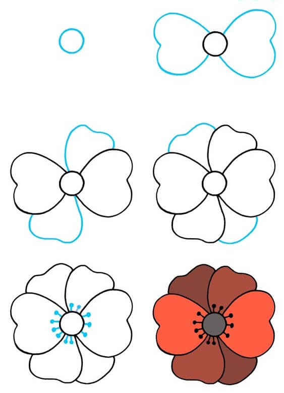 Desenhos de Flor de seis pétalas