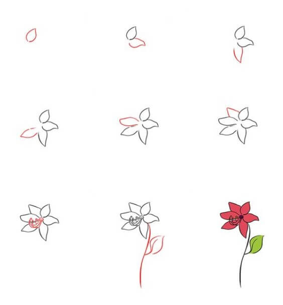 Desenhos de Flor vermelha pequena gratís