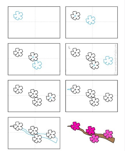 Desenhos de Flores de cerejeira fáceis