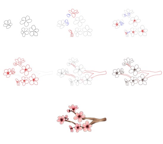 Desenhos de Flores de cerejeira grátis básico