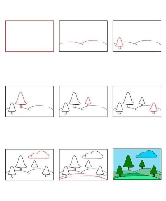 Desenhos de Floresta fácil