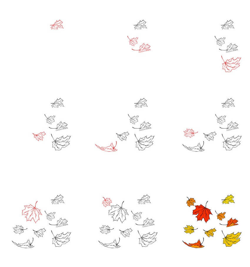 Desenhos de Folhas caindo